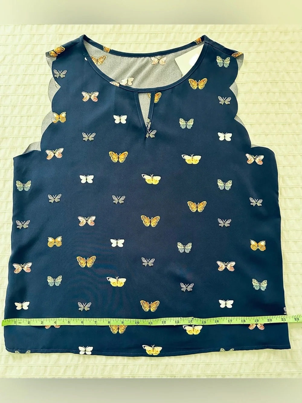 NWT Sleeveless Navy Butterfly Print Blouse - Medium